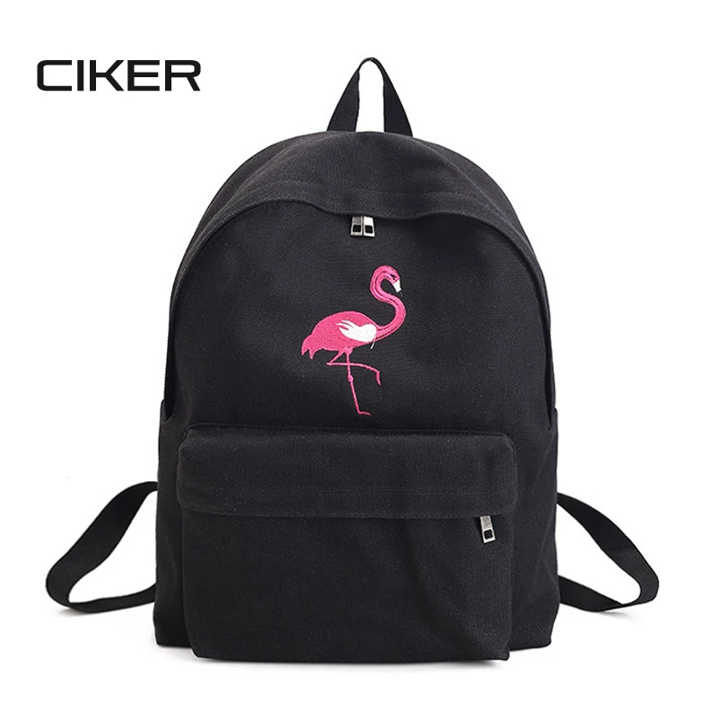 CIKER Fashion flamingo printing backpack women canvas backpacks for teenage girls rucksack school bags casual travel