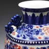 Chinese Style Jingdezhen Blue And White Dragon Vase Ceramic Red Porcelain Kaolin Flower Vase Home Decor Handmade Vases 4