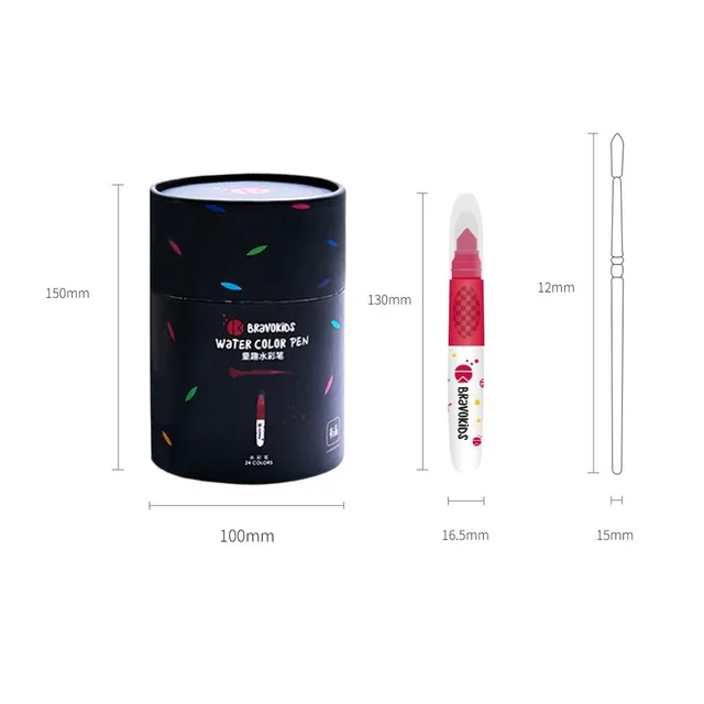 Mijia Bravokids 24 цвета моющиеся фломастеры маркер ручка манга Рисование ручка художественные принадлежности для детей и взрослых - Цвет: Black Set