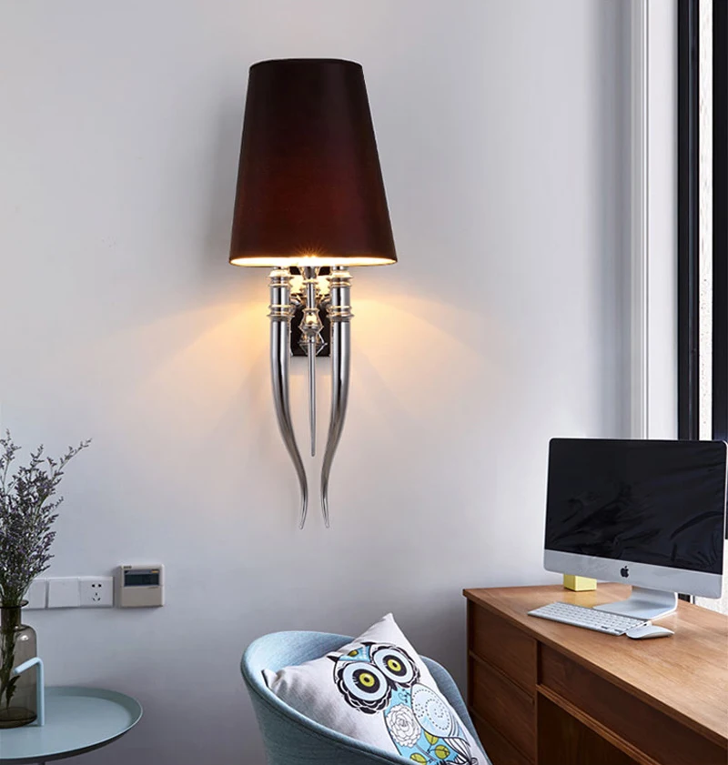 Modern Iron Claw Horn Cloth LED Wall Light Bedroom Bedside Wall Lamp Dining Living Room Wall Sconce Light Fixtures (20)