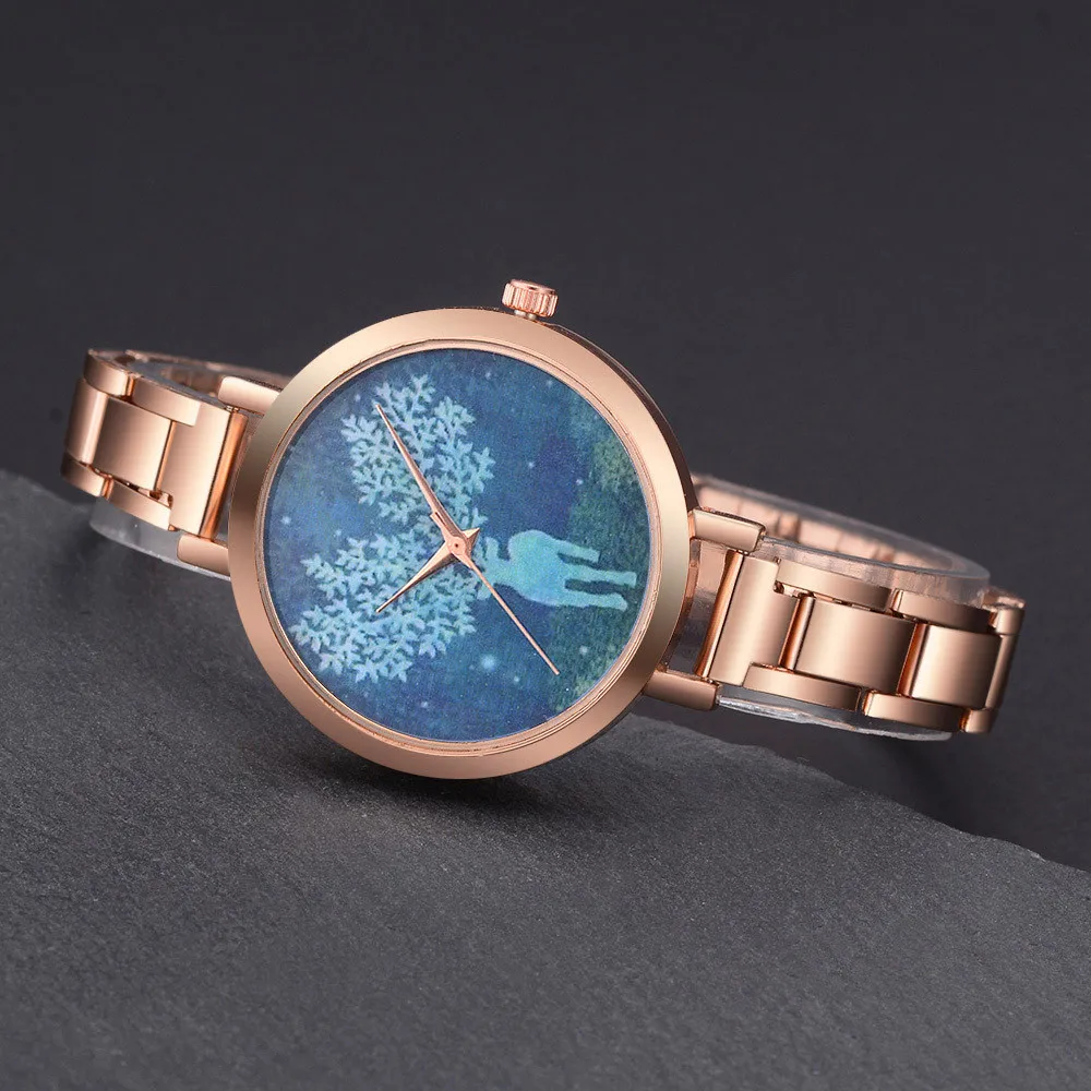 Lvpai Blue dial Women's Watch Deer Animal Graphics Watch Steel Belt Quartz Wrist Watch Lvpai Blue dial Women's Watch Deer Animal Graphics Watch Steel Belt Quartz Wrist Watch