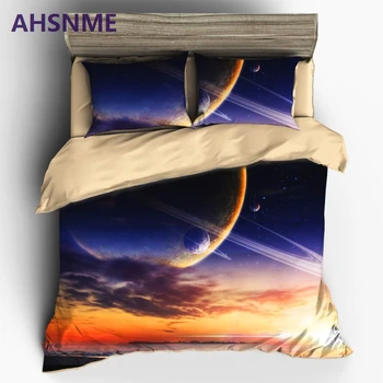 

AHSNME HD 3D Mysterious Galaxy Bedding Sets Universe Outer Space Themed Duvet Cover Set Bed sheet Pillowcase AU King Queen Size