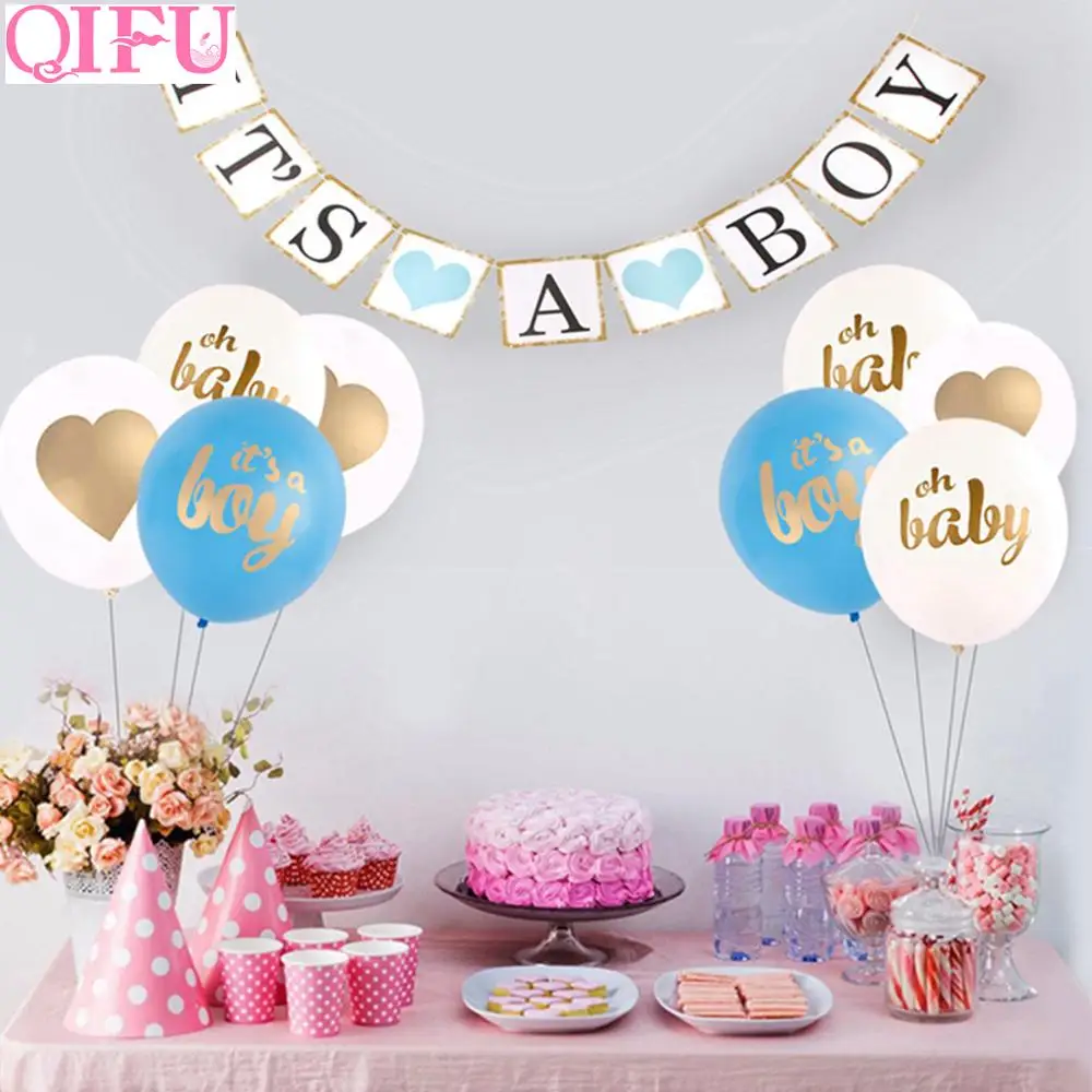 QIFU Baby Shower мальчик девочка его Девочка Синий Розовый воздушные шары для украшения вечеринок первый день рождения пол раскрыть BabyShower вечерние принадлежности