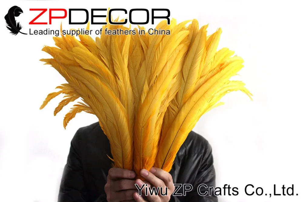 35-40cm fully dye rooster tail feathers yellow (1)