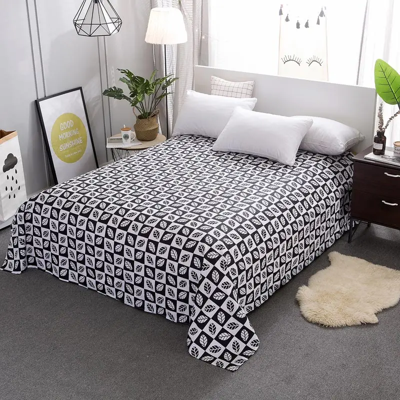 1-Piece-Blue-Stripes-Pattern-Flat-Sheet-for-Adult-100%-Cotton-Bed-Sheet-Queen-King-Size-Bed-Linen-Super-Soft-Bedspread-1