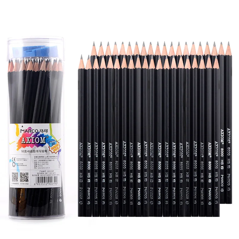 Black Марко 30/50 штук стандартный карандаш серии 4215,, графитовые карандаши с деревянным корпусом в цилиндрической упаковке для офиса и школы - Цвет: Black