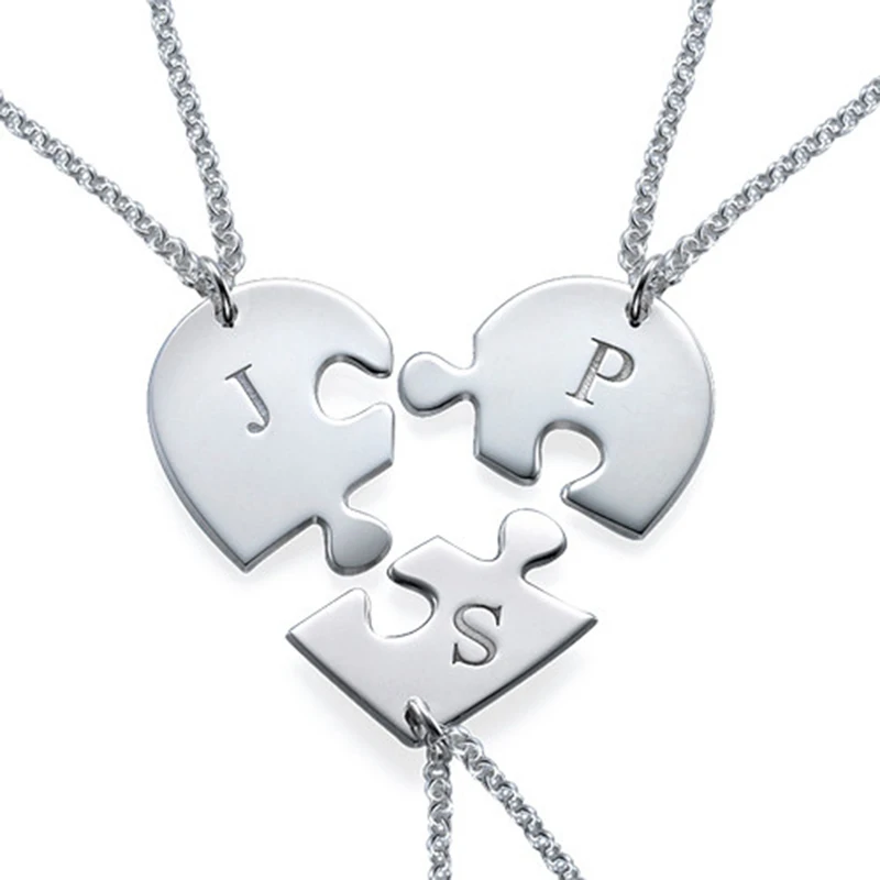 3 шт., ожерелье с надписью «Best Friend Forever», «BFF friendly» для трех человек, персонализированное ожерелье в форме сердца, ювелирные изделия из стерлингового серебра