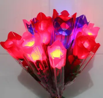 

LED Light Up Rose Flower Glowing Valentines Day Wedding Decoration Fake Flowers Party Supplies Decorations SN1203