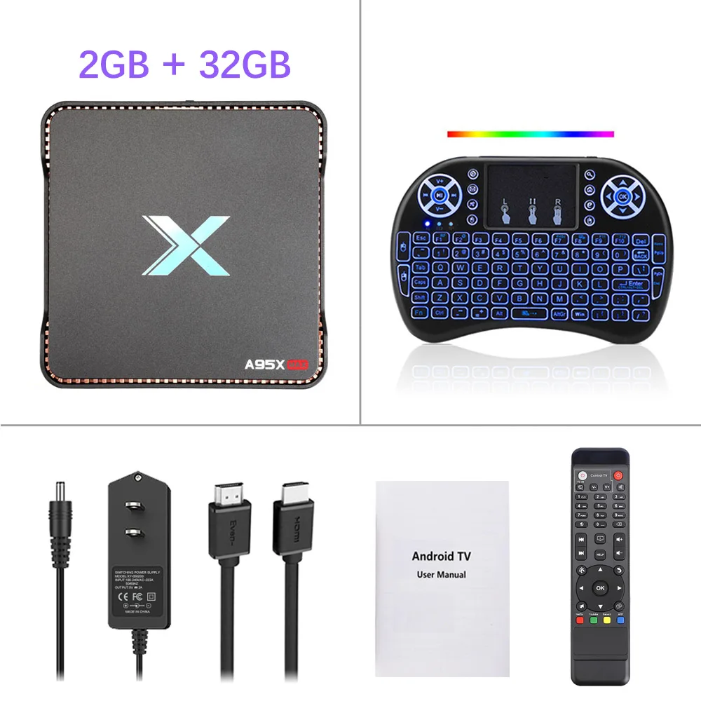 Запись видео Android 8,1 tv Box A95X Макс 4 Гб 64 Гб Amlogic S905X2 четырехъядерный двойной Wifi BT4.2 1000M H.265 4K 60pfs X2 телеприставка - Цвет: 2G 32G i8 Blacklit