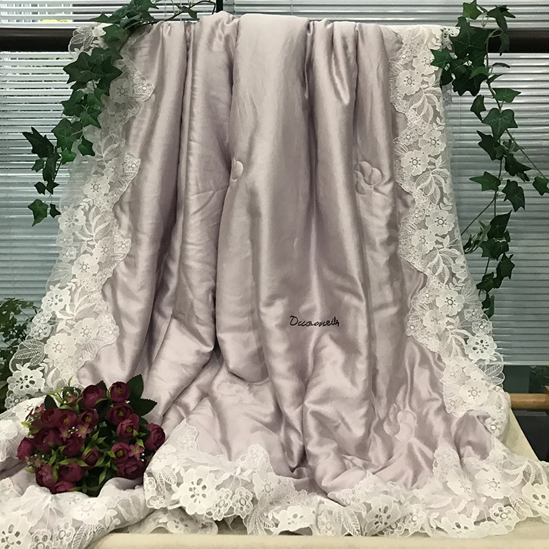 

French 80 Double-sided Tencel Summer Quilt, Lace Summer Cool Quilt, Washable Air Conditioner, Double Thin Quilt In Summer