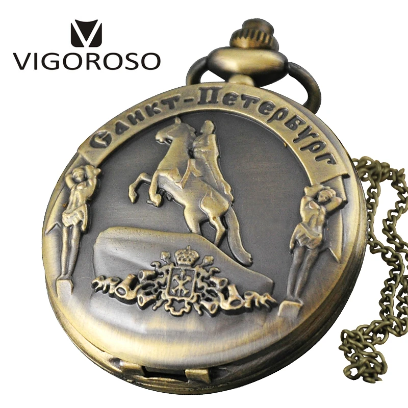 Analog One Piece Quartz Pocket Watch Clock Cool Bronze Necklace Xmas Gift Pendant Chain For Men Women Pocket Fob Watches Aliexpress