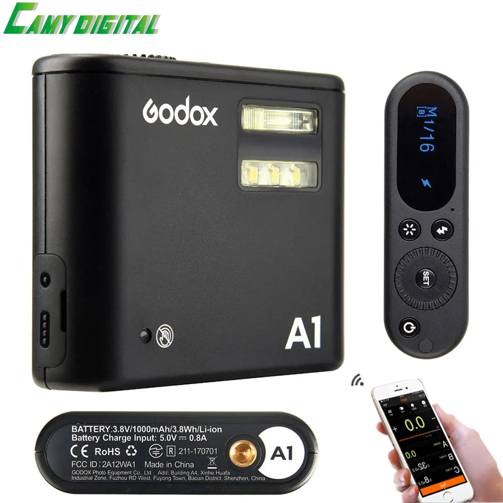 

Godox A1 Flash With built-in Godox 2.4G wireless X system Bluetooth 4.0 and lithium battery For IPHONE 7/7P/6S/6SP,etc