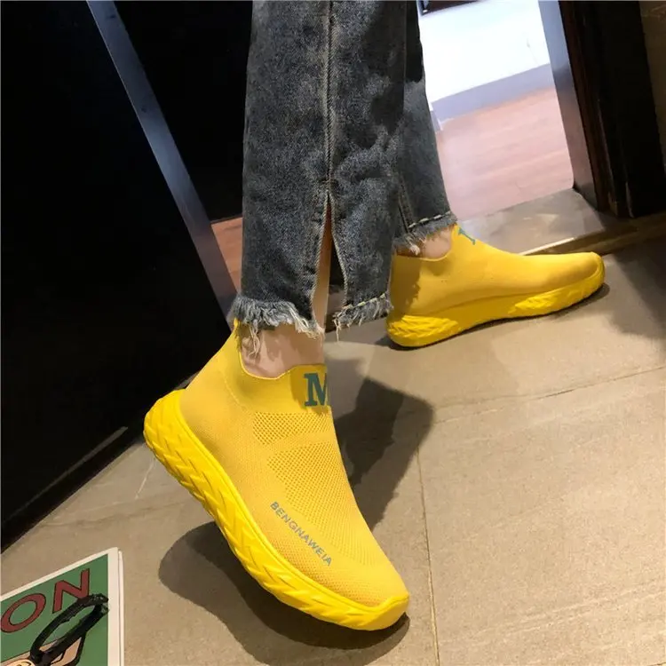 Women Chunky Sneakers Platform yellow white Thick Sole Ladies Female Vulcanize Shoes Women Casual fashion Platform Sneakers