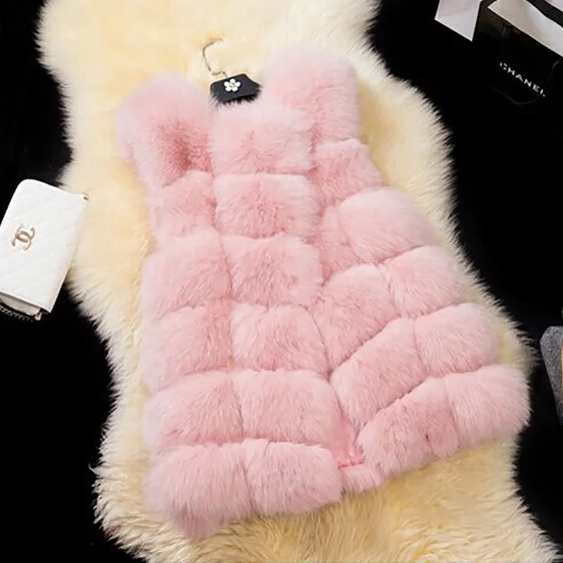FLULU Winter Casual Faux Fur Coat Women 2018 Vintage Fashion Warm Slim Sleeveless Coat Solid Vest Female Jacket casaco feminino
