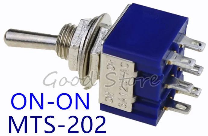 

Deep Blue Mini 6 Pin 2 Position Toggle Switches ON-ON DPDT Mini Toggle Switch 6A/125V 3A/250V AC MTS-202 Navy SL