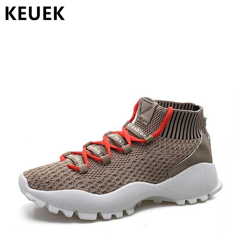 

Autumn Winter Men Casual shoes Flyknit Breathable Comfortable Outdoor Sport shoes Male Flats Soft Light Sneakers 02A