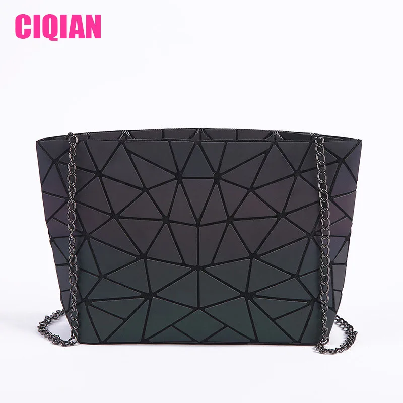 

Hot Women Geometric handbag female luxury clutch chain shoulder bag geometry handbag hologram laser Free Shipping Luminous bag