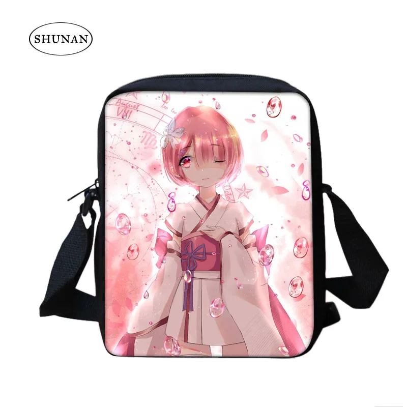 Anime Re:Life in a different world from zero Rem Ram Printing Shoulder Messenger Bags Fashion Leisure Crossbody School Bags Anime Re:Life in a different world from zero Rem Ram Printing Shoulder Messenger Bags Fashion Leisure Crossbody School Bags