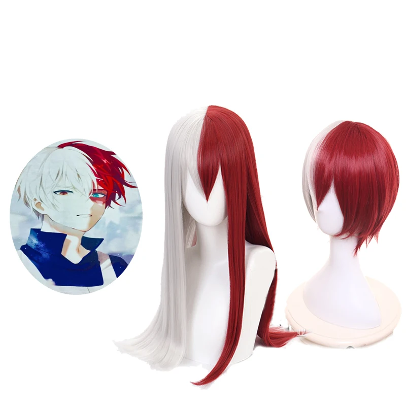 

My Hero Academy Todoroki Shouto Cosplay Wig Anime Party Hair Halloween Costumes LONG Short 2 version Red/light gray