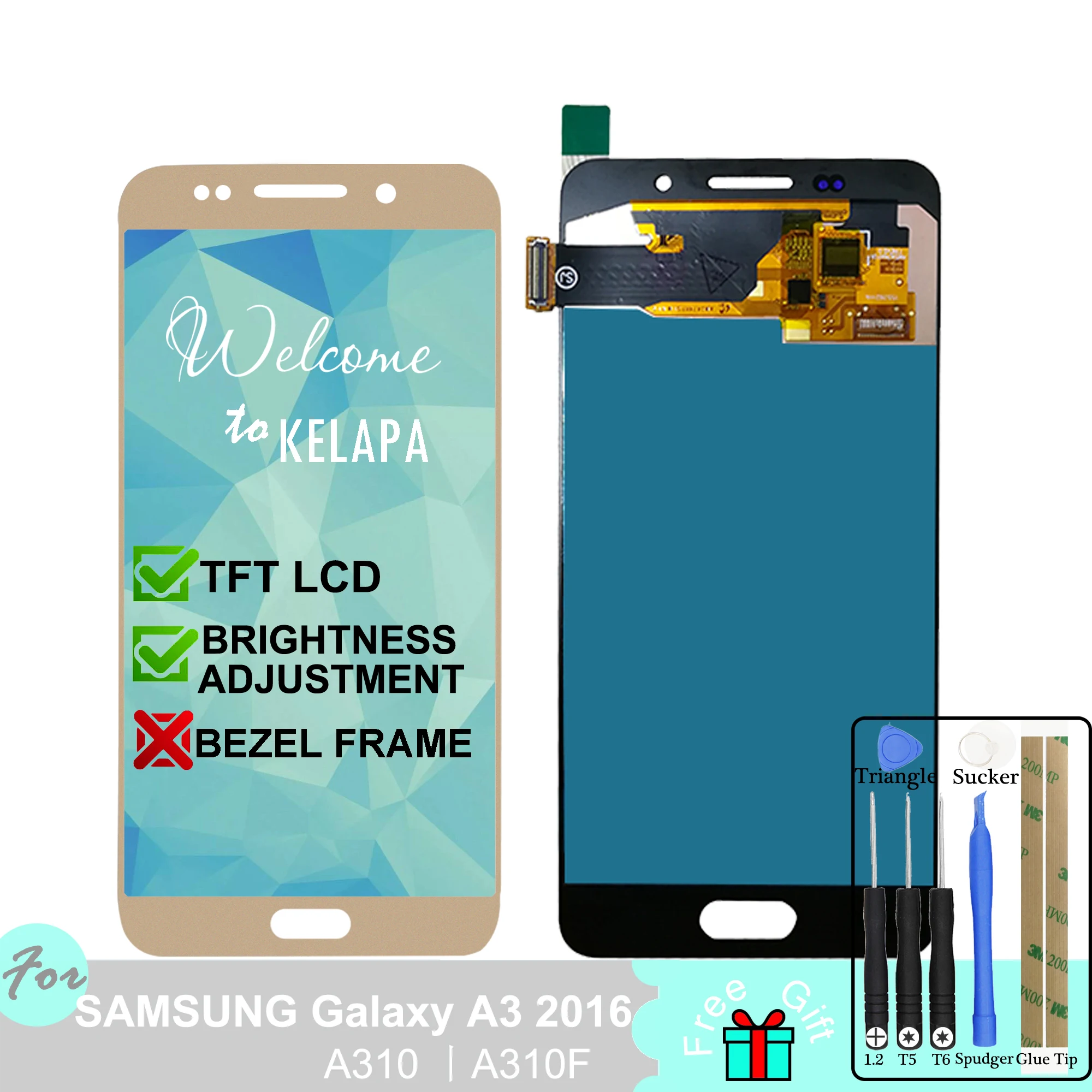 

Adjust Backlight TFT LCD For Samsung Galaxy A3 2016 A310 SM-A310F Touch Screen Digitizer Assembly