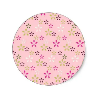 

3.8cm Pretty Vintage Pastel Pink and Purple Floral Print Classic Round Sticker