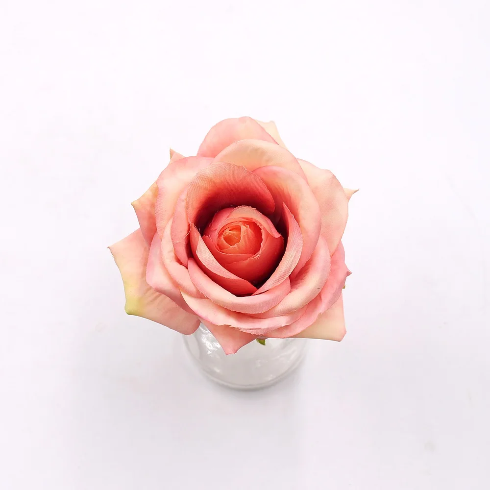 4 шт 10 см Красивые нетканые Розы Букеты для свадьбы Вечерние украшения для дома DIY ВЕНОК Подарочная коробка искусственные цветы для скрапбукинга - Цвет: Темно-розовый