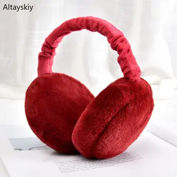 

Earmuffs Women Simple Solid Folding Soft Plush Warm Winter Womens Ear Korean Style All-match Lovely Antifreeze Earmuff Cute Chic