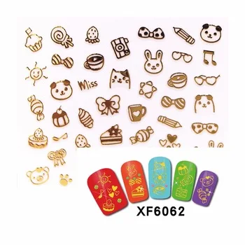 WUF 2017 New Styles  3D Nail Stickers Beauty Gold Cartoon Designs Nail Art Charms Nails Bronzing Decals Decorations Tools  6062