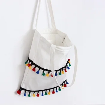 

Fashion Women Colorful Tassel Pattern Handbag Single Shoulder Bucket Bag Gift