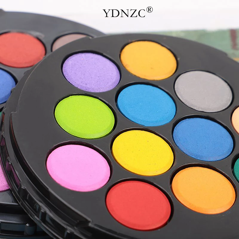 

YDNZC 1Pcs Superior Solid Watercolor Paint Set With Water Brush Pen Foldable Travel Water Color Pigment Art Supplies