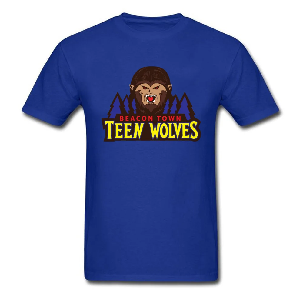 Beacon Town Teen Wolves Short Sleeve T Shirt Crewneck 100% Cotton Fabric Men T-shirts Leisure Tops T Shirt 2018 New Fashion Beacon Town Teen Wolves blue