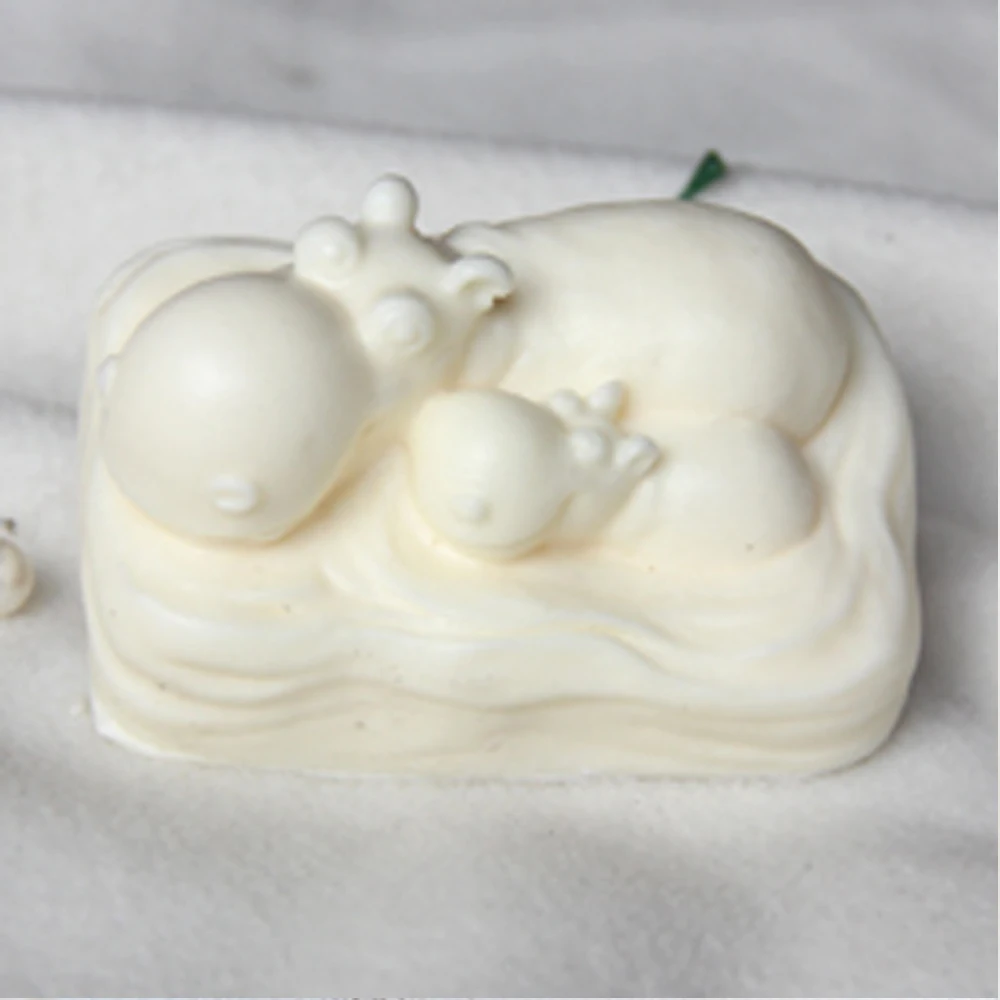 

Grainrain Hippo Mother and baby 110 silicone soap molds for handmade Craft DIY