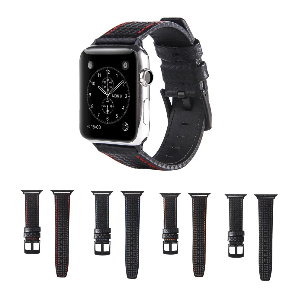 

For Apple Watch Band Series 4 3 2 1 38MM 42MM 40MM 44MM Classic Business Carbon Fiber Replaceable Smart Watch Accessories Strap