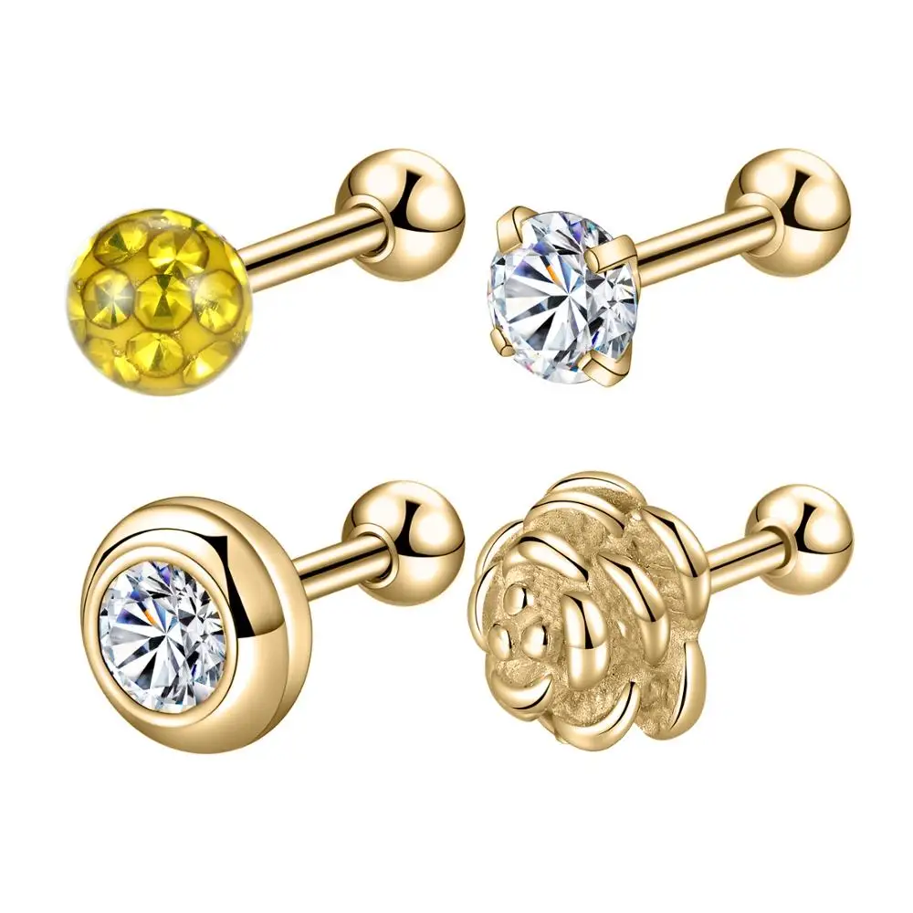

GAGABODY 16G Rose Flower Surgical Steel Cartilage Earring Studs for Womens Tragus Helix Piercing Jewelry Gold