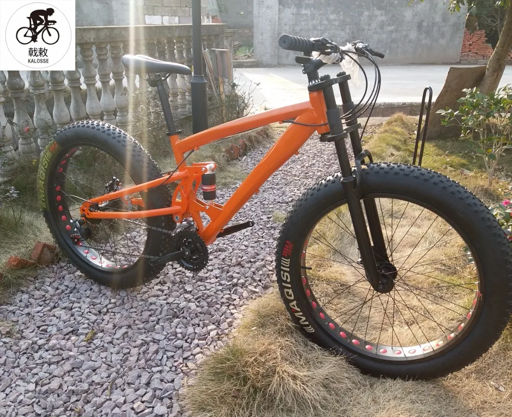 Clearance Kalosse Full suspension  bike snow  26*4.0 tires Beach bike  Microshift   3X10S  30 speed , Hydraulic brakes 9