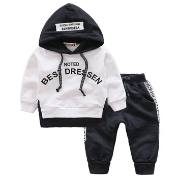 Spring Autumn Kids Cotton Clothes Sets Baby Girls Boys Sports Hooded T-Shirt Pants 2pcs/Sets Fashion Children Casual Tracksuits 1