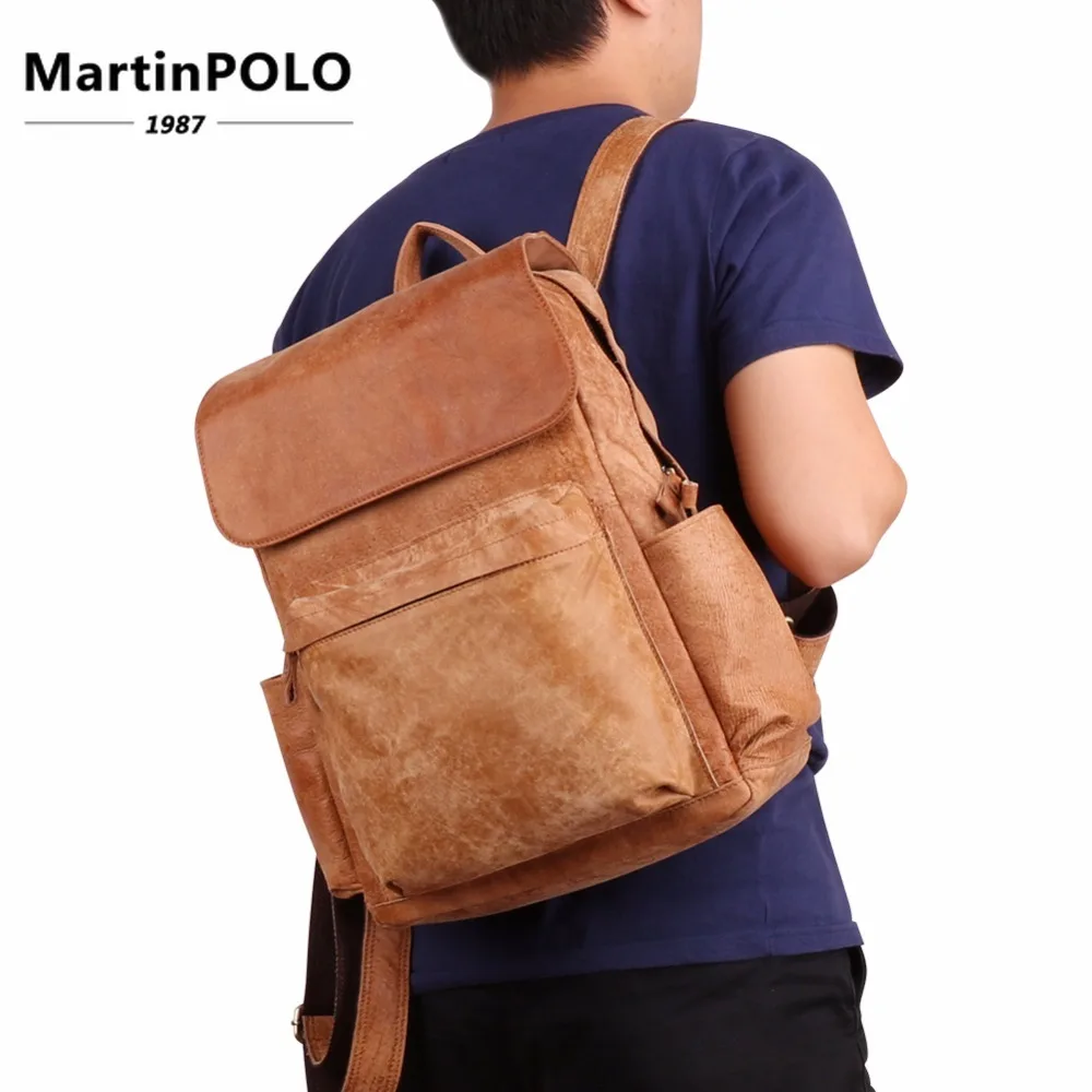

2019 Vintage Casual Backpack Men Solid School Bags Men Large Capacity Casual Travel BackPacks Genuine Leather Daypacks Mochila
