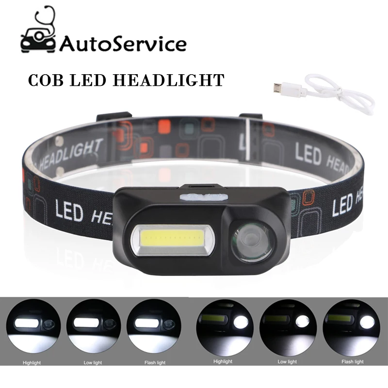 

COB LED 6-mode Headlight Headlamp USB Rechargeable Mini Waterproof Flashlight for Auto Repair Outdoor Night Fishing Headlight