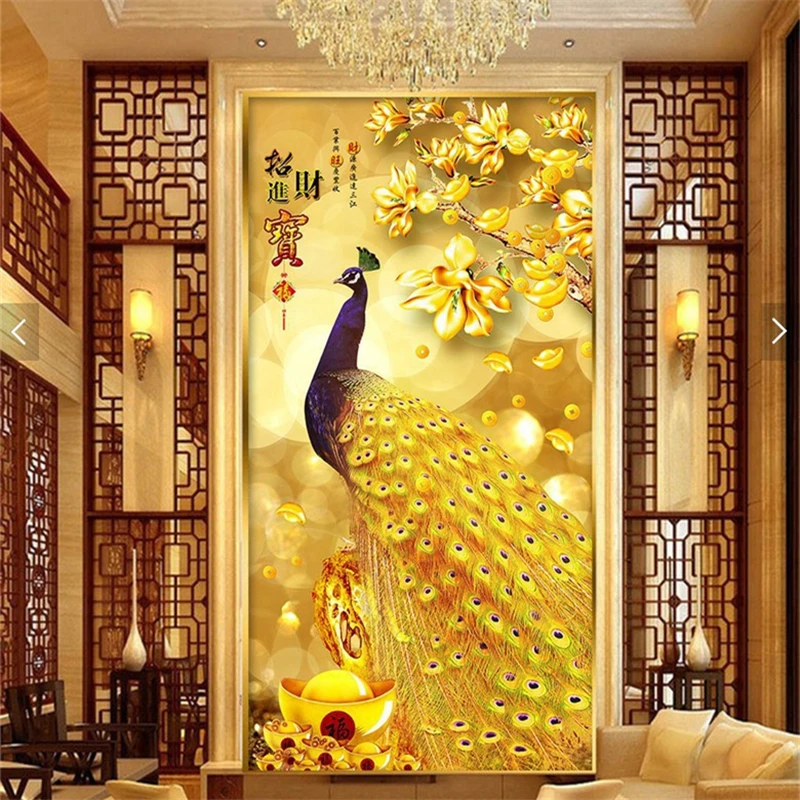 New DIY 5D Diamond Painting Animals Cross Stitch Chinese Wealth Peacock  Diamond Embroidery Sale Diamond Mosaic Needlework Craft