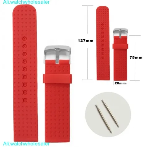 20mm Love Red Color Silicone Jelly Rubber Ladies Watch Band Straps WB1053N20JB