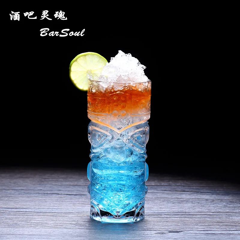 

Lead-free Glass TIKI Cocktail Cup Face Wine mug Zombie Cocktail Juice Cup 410ml