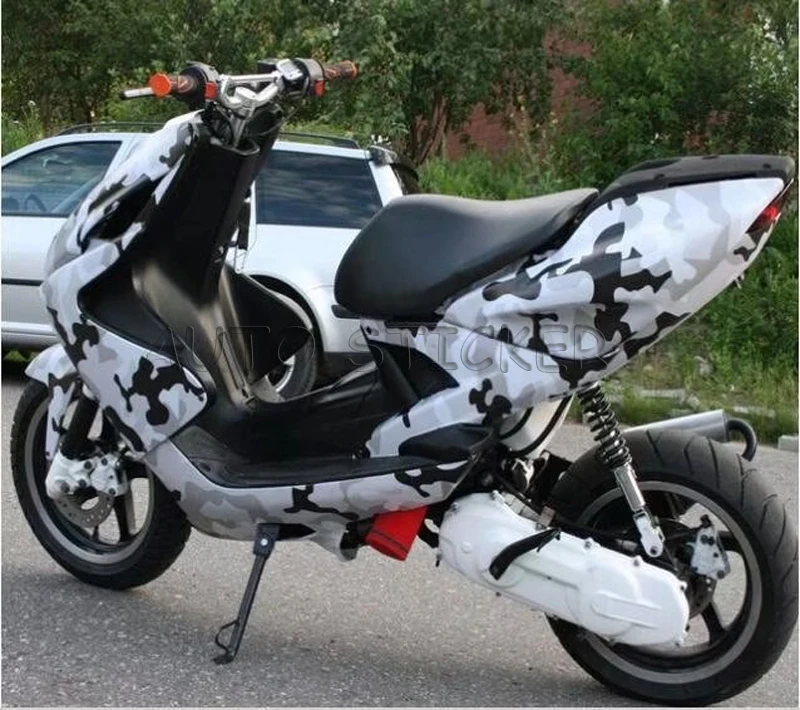 Arctic Camouflage Vinyl Adhesive Black White Grey Camo Film Military Motorcycle Scooter Decal Wrap Color Change Sticker 6