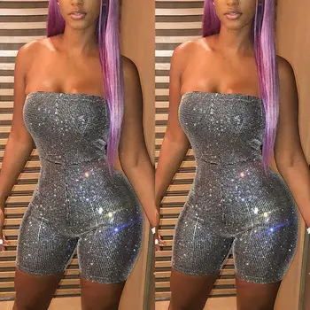 

2019 Sexy Women Ladies Clubwear Bodysuit Summer Sleeveless Playsuit Bodycon Party Jumpsuit Romper Sliver Trousers