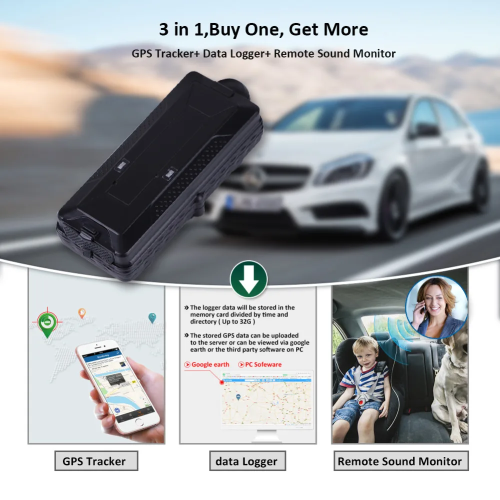Автомобильный GPS Трекер 3 в 1 Kingneed 3G GSM сигнализация удаленный Звуковой Монитор