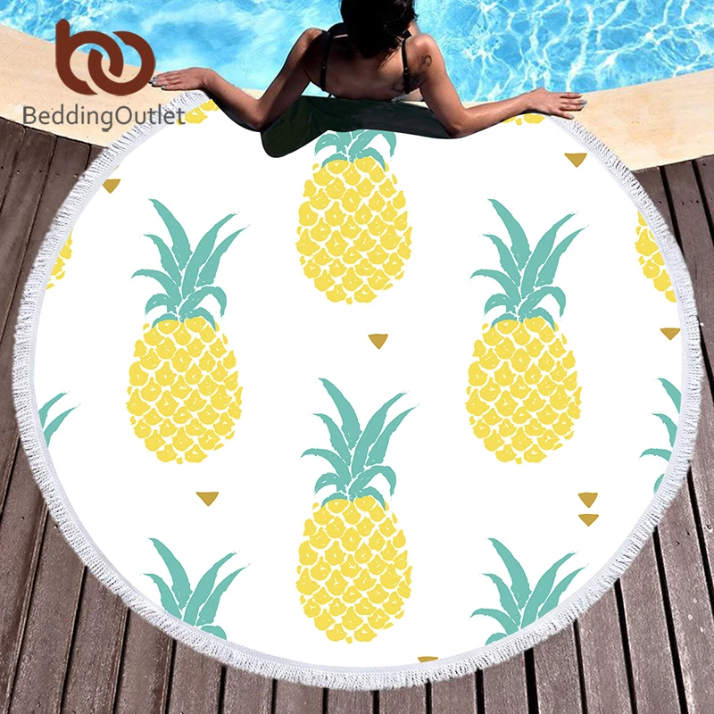 Beddingoutlet Fruit Round Beach Towel For Adults Pineapple Printed Serviette De Plage Large Summer Microfiber Towel Toalla 150cm
