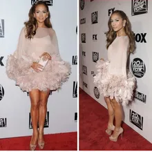 Стиль Jennifer Lopez gala fox Золотой глобусы Вечерние вечернее шифоновое ковер платье высокое Мини вечернее платье знаменитостей