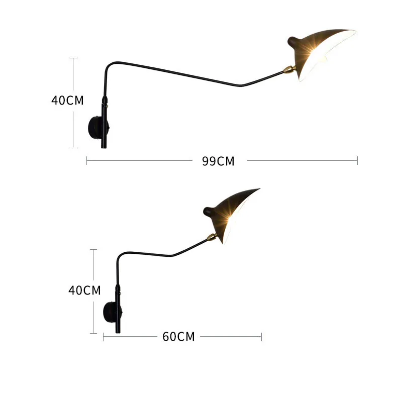 Industrial Vintage Black Retro Loft  Wall Lamps French Designer Rotating Sconce Wall Lights For Home Interior Decor CE UL (23)