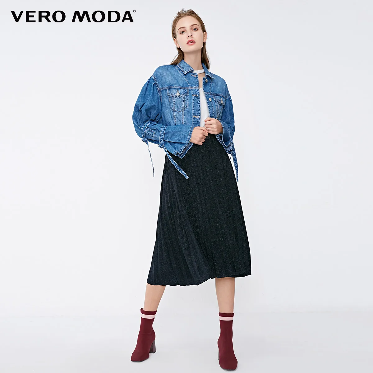 Vero Moda двухъярусная джинсовая куртка на шнуровке с рукавами | 318357515