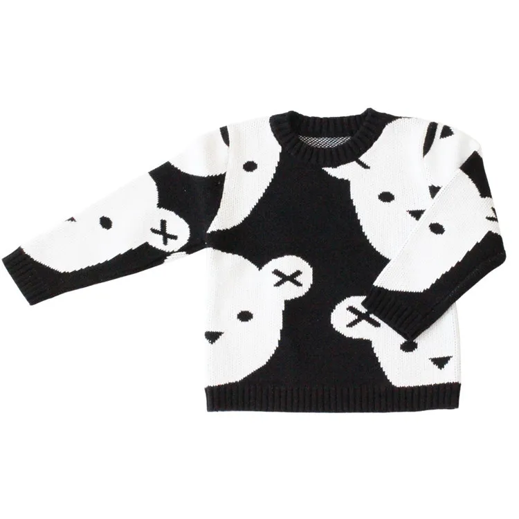 Весенние вязаные свитера для маленьких мальчиков и девочек хлопковые пуловеры для малышей от 1 года до 5 лет Одежда для мальчиков и девочек с рисунком медведя детская верхняя одежда