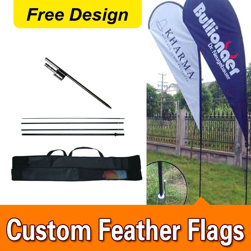 

Free Design Free Shipping Double Sided Inground Spike Teardrop Flags Banners Signs Advertising Feather Flags Pole Sail Banners